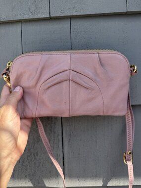 Monserat de Lucca pink leather clutch wristlet crossbody braided Y2K vacation